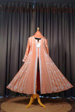 Rust Orange Mal Chanderi Anarkali Suit Set