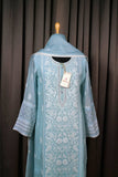 Teal Blue Mal Chanderi Suit Set