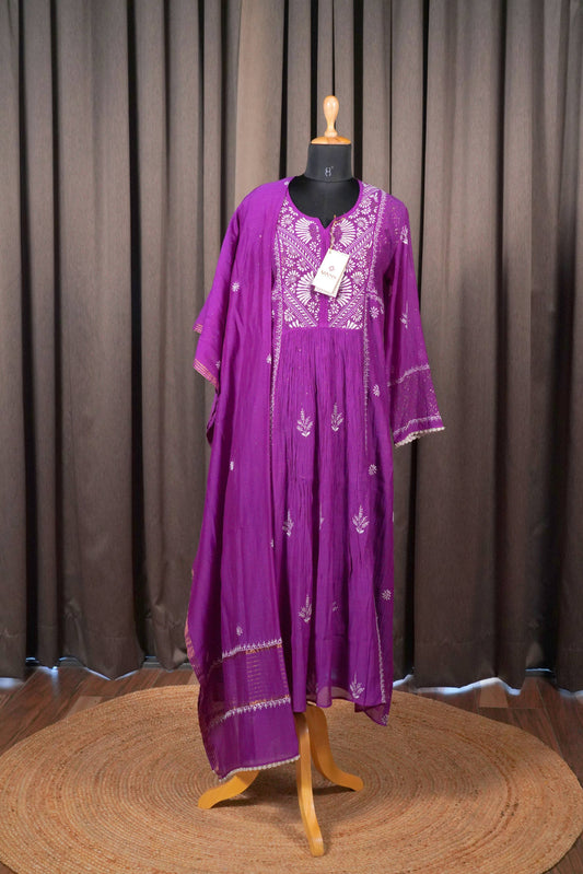 Purple Mal Chanderi Kurta Set