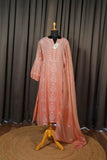 Peach Brown Mal Chanderi Suit Set