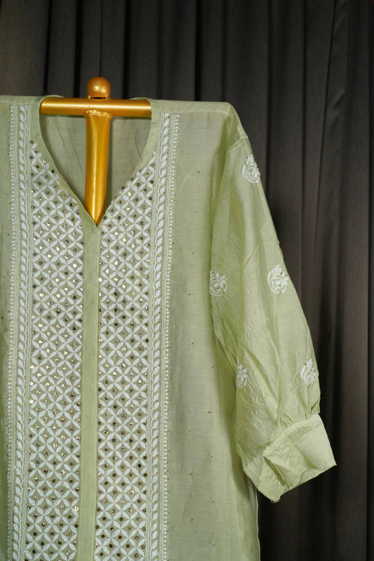 Sage Green Chanderi Silk Co-ord Set