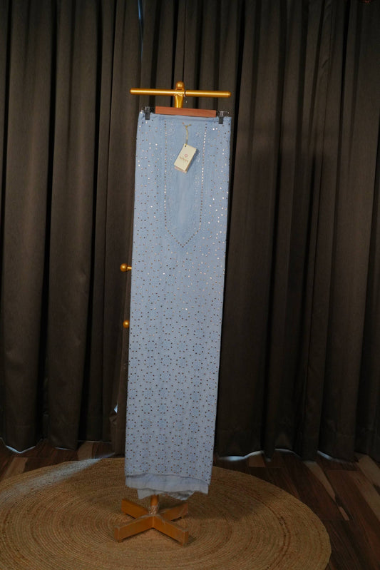 Powder blue Mal Chanderi men kurta