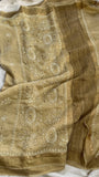 Pure Moonga Silk Saree (with chikankari and mukaish work )