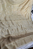 Pure Moonga Silk Saree (with chikankari and mukaish work )