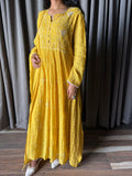 Golden Mustard Yellow Tissue Chikankari Suit Set