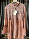 Brown Colour Mal & Chanderi Silk Chikankari Co-ord Set