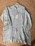 Pastel teal Green Moonga Silk Chikankari Co-ord Set