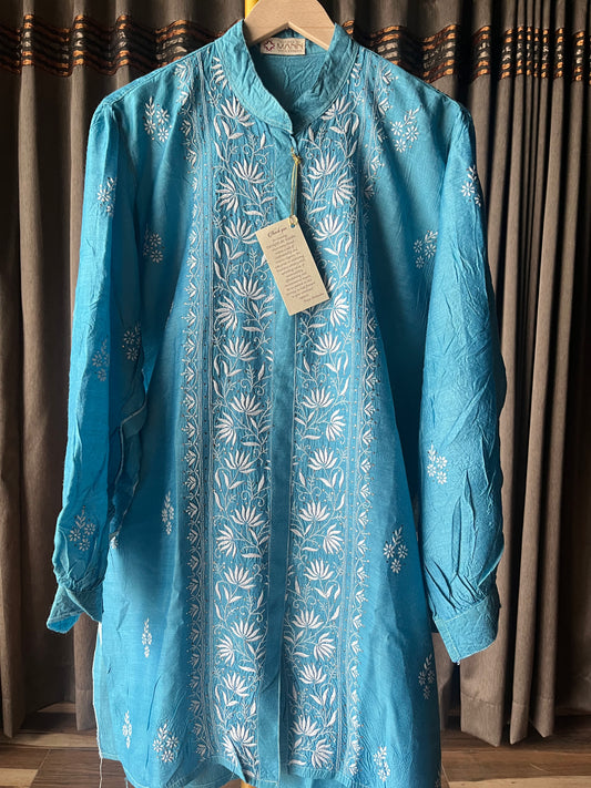 Turquoise Blue Chikankari Co-ord Set