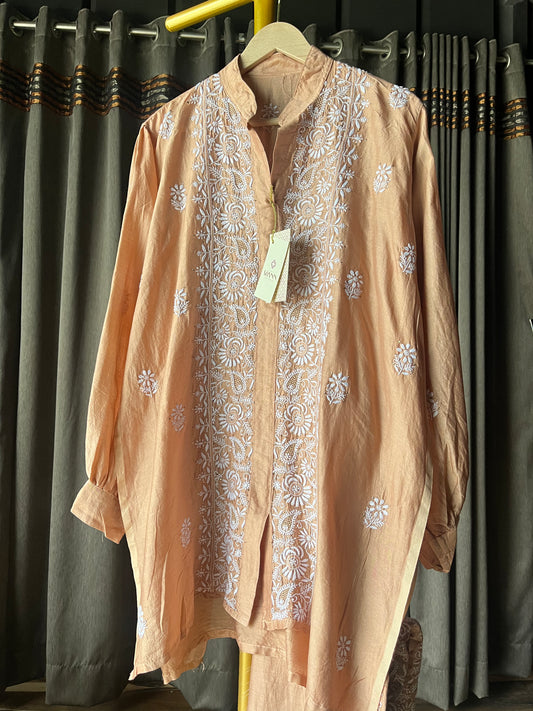 Amy Brown Chanderi Silk Chikankari Co-ord Set