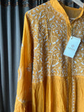 Mustard Yellow Mal & Chanderi Silk Chikankari Co-ord Set