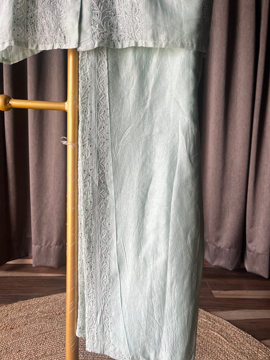 Sea Green Chanderi Silk ChikankariCo-ord Set