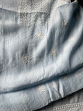 Powder Blue Mal Chanderi Chikankari Men's Kurta Fabric