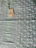 Teal Green Chanderi Silk Chikankari Men's Kurta Fabric