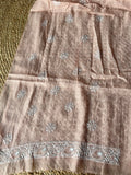 Powder Brown Mal Chanderi Chikankari Men's Kurta Fabric
