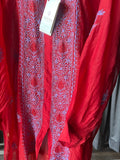 Red Mal Chanderi Chikankari Shirt Top