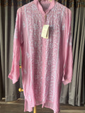 Pink Mal Chanderi Chikankari Top