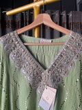 Mint Green Mal Chanderi Heavy Mukaish/Badla Co-ord Suit Set