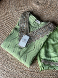 Mint Green Mal Chanderi Heavy Mukaish/Badla Co-ord Suit Set