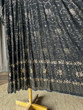 Black Pure Georgette Heavy Mukaish/Badla Anarkali Suit Set