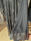 Black Pure Georgette Heavy Mukaish/Badla Anarkali Suit Set