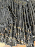 Black Pure Georgette Heavy Mukaish/Badla Anarkali Suit Set