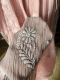 Light Pink Mal Chanderi Chikankari Angrakha Suit Set