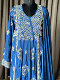 Royal Blue Mal Chanderi Chikankari Kalidar Kurta/Suit Set