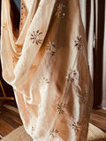 Beige golden pure tissue chanderi saree with Mukaish/badla & pitta work