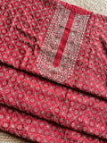 Red Moonga Silk Unisex Kurta Fabric