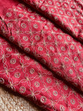 Red Moonga Silk Unisex Kurta Fabric