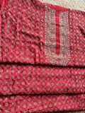 Red Moonga Silk Unisex Kurta Fabric