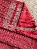 Red Moonga Silk Unisex Kurta Fabric