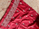 Red Moonga Silk Unisex Kurta Fabric