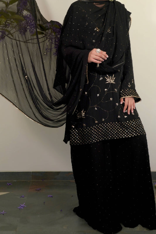 Black premium sharara set