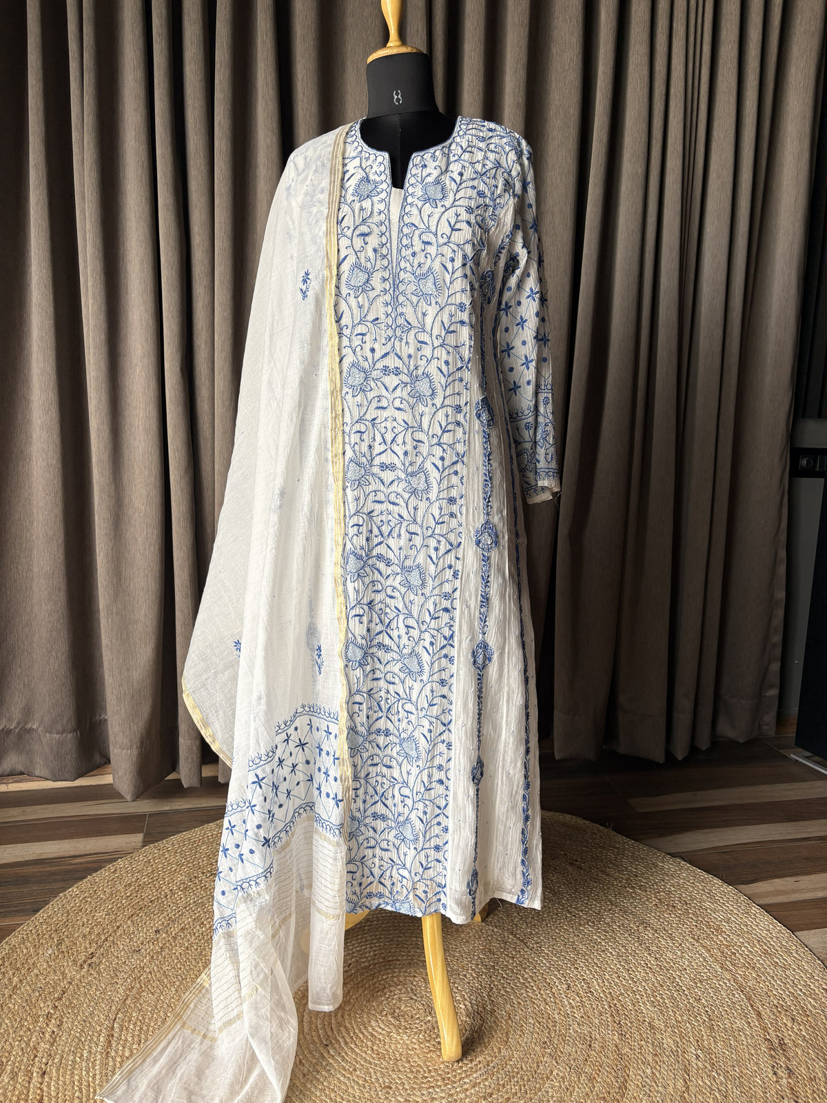 Kalidar Kurta Set in Mal Chanderi