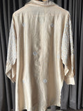 Golden beige chanderi chikankari shirt top