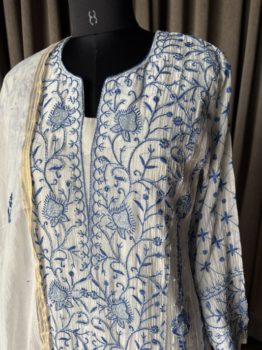 Kalidar Kurta Set in Mal Chanderi