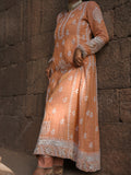 MANN MOHAK | Tissue Chanderi Anarkali in Soft Peach Brown Tone