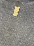 Light Blue Chanderi Chikankari Men's Kurta Fabric with Embellishments