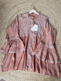 Brown Colour Mal & Chanderi Silk Chikankari Co-ord Set