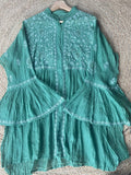 Green Mal & Chanderi Silk Chikankari Co-ord set