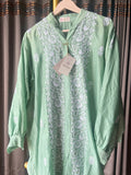 Green Chanderi Silk Chikankari Co-ord Set