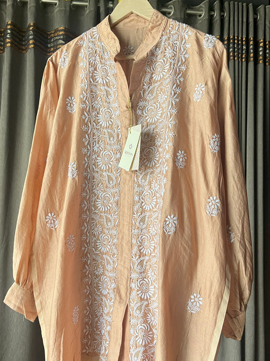 Amy Brown Chanderi Silk Chikankari Co-ord Set