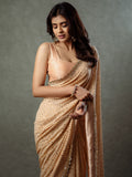 Premium Beige Pure Georgette Mukaish saree (As seen on Hebah Patel)