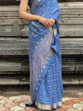 Mal Chanderi Kamdani/Mukaish Saree with Zari Border