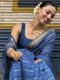 Mal Chanderi Kamdani/Mukaish Saree with Zari Border
