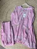 Pink Mal Chanderi Chikankari Co-ord Set