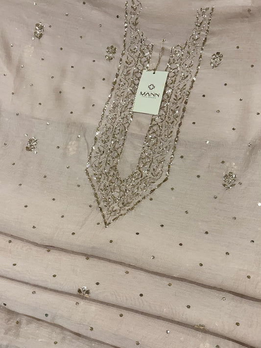 Dusty Pink Chanderi Mukaish/Kamdani Men's Kurta Fabric