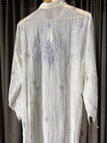 Mal chanderi chikankari mukaish top in white