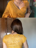Rust Yellow Tissue Saree with Mukaish/Kamdani Work